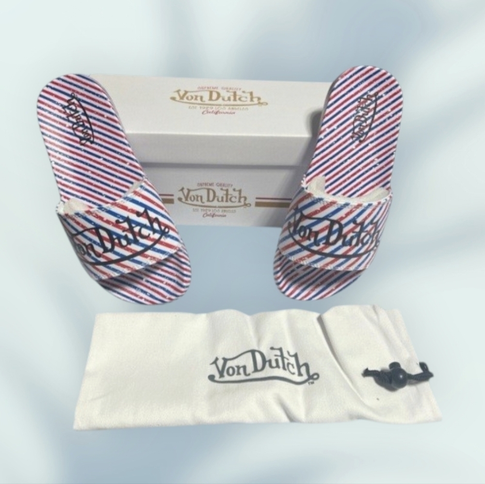 Von Dutch Barbershop Stripe Slides Unisex US Size 7